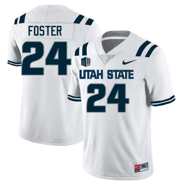 Utah State Aggies #24 Reggie Foster College Football Jerseys Stitched Sale-White